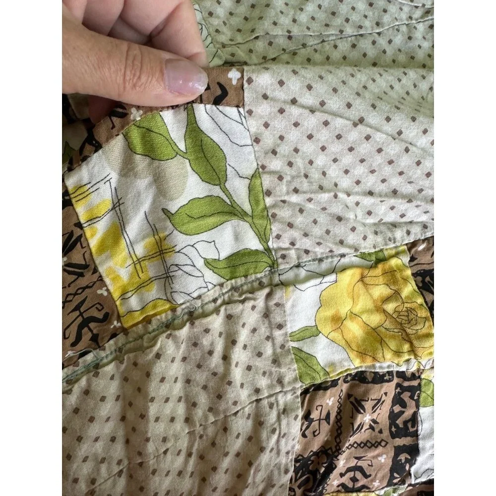 Vintage Quilt Handmade Patchwork Brown Accents 67